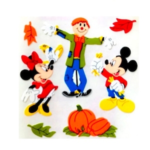 MICKEY MINNIE SCARECROW Fall Sandylion Stickers - 1 square  Rare *Disney* Halloween