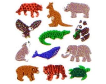 ANIMALS WILD Fuzzy Micro Sandylion Stickers **1 square** RARE Vintage
