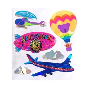 Vintage Prismatic Helicopter Blimp-Hot Air Balloon-Plane Sandylion Stickers - Super Rare
