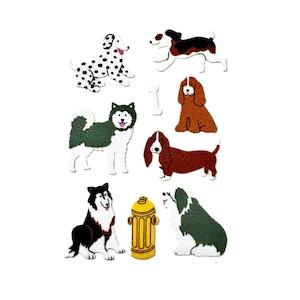 Maxi Fuzzy PUPPIES DOGS Sandylion Stickers 1 sheet  *Vintage Rare*