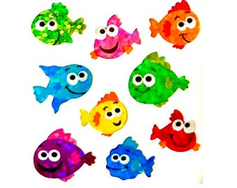 BLOW FISH Glittery Sandylion Stickers - 1 square  RARE Vintage