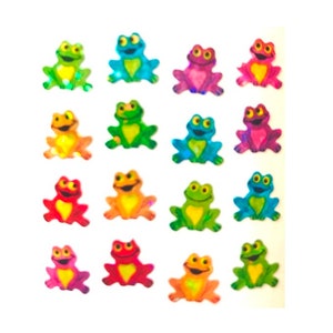 FROGS Colorful Glittery Micro Sandylion Stickers - 1 square Rare Vintage