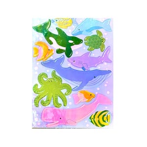 UNDERWATER SEALIFE Perlmutt Maxi Sandylion Sticker 1 Blatt *Vintage* PEARLY Orca, Schildkröte, Oktopus, Wal, Delfin, Fisch, Ozean