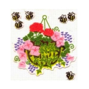 FLEUR PANIER SUSPENDU Sandylion Stickers Fuzzy Rare ~vintage~