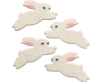WHITE BUNNY RABBITS Fuzzy Sandylion Stickers  1 square  Vintage