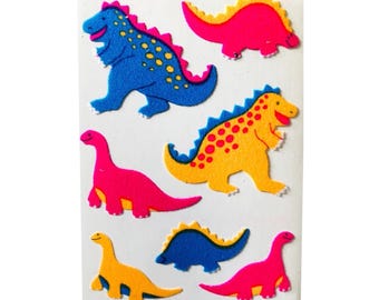 DINOSAUR, DINOSAURS Maxi Fuzzy Sandylion Stickers 1 sheet   ** Rare Vintage **