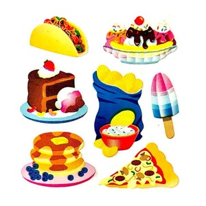 Taco Eisbecher Kuchen Chips Eis am Stiel Pfannkuchen Pizza FOOD Sandylion Aufkleber - 1 Quadrat Rare Food