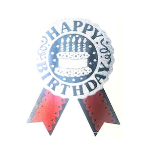 HAPPY BIRTHDAY Ribbon Mylar Sandylion Aufkleber Thema *1 Quadrat* Vintage