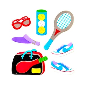 TENNIS GEAR Mylar Sandylion Adesivos Raquete, Bolas, Bolsa, Sapatos 1 quadrado Vintage
