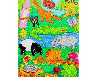ENDANGERED, WILD ANIMALS Maxi Glittery Sandylion Stickers 1 sheet *Vintage*
