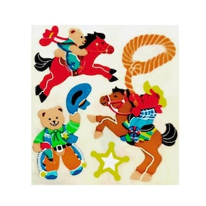 TEDDYBÄREN COWBOY Mylar Sandylion Aufkleber 1 Quadrat Rare *Vintage*