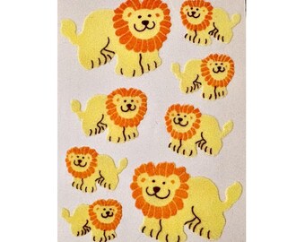 LION LIONS Maxi Fuzzy Sandylion Stickers 1 sheet   ** Rare Vintage **