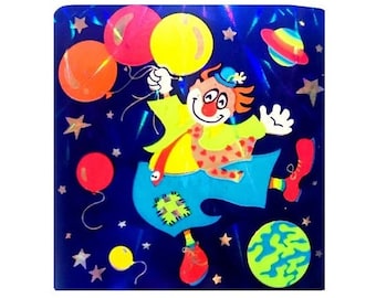 BIRTHDAY CLOWN BALLOONS Prismatic Sandylion Stickers   Rare Vintage