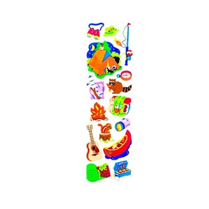 Stickers CAMPING CAMP Feu, pêche, sac de couchage, barbecue, canoë - 1 bande vintage