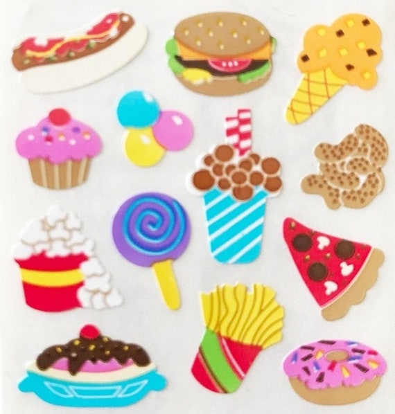 Comida Chatarra Pegatinas Sandylion 3 Cuadrados No En Etsy
