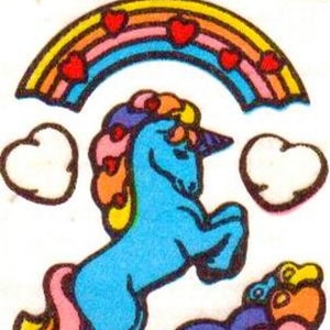 Scratch 'n Sniff Design a Tattoo Sandylion Stickers 1 square RARE Vintage Unicorn