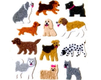 PUPPIES DOGS Fuzzy PUPPY Sandylion Stickers - 1 square  Rare Vintage