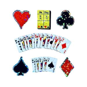 CARTAS DE JOGO Quadrados brilhantes, Paus, Ouros, Espadas, Adesivos Casino Sandylion - 1 quadrado *VINTAGE* Raro