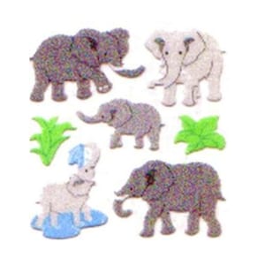 FAMILIA DE ELEFANTES Pegatinas borrosas de Sandylion **Vintage** 1 cuadrado