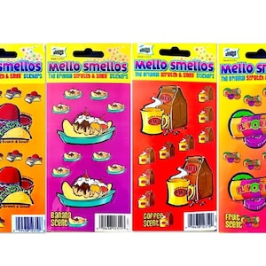 RARO ** Maxi MELLO SMELLO Adesivi Scratch & Smell ** 1 foglio Scegli il design ~Nuovo in confezione~