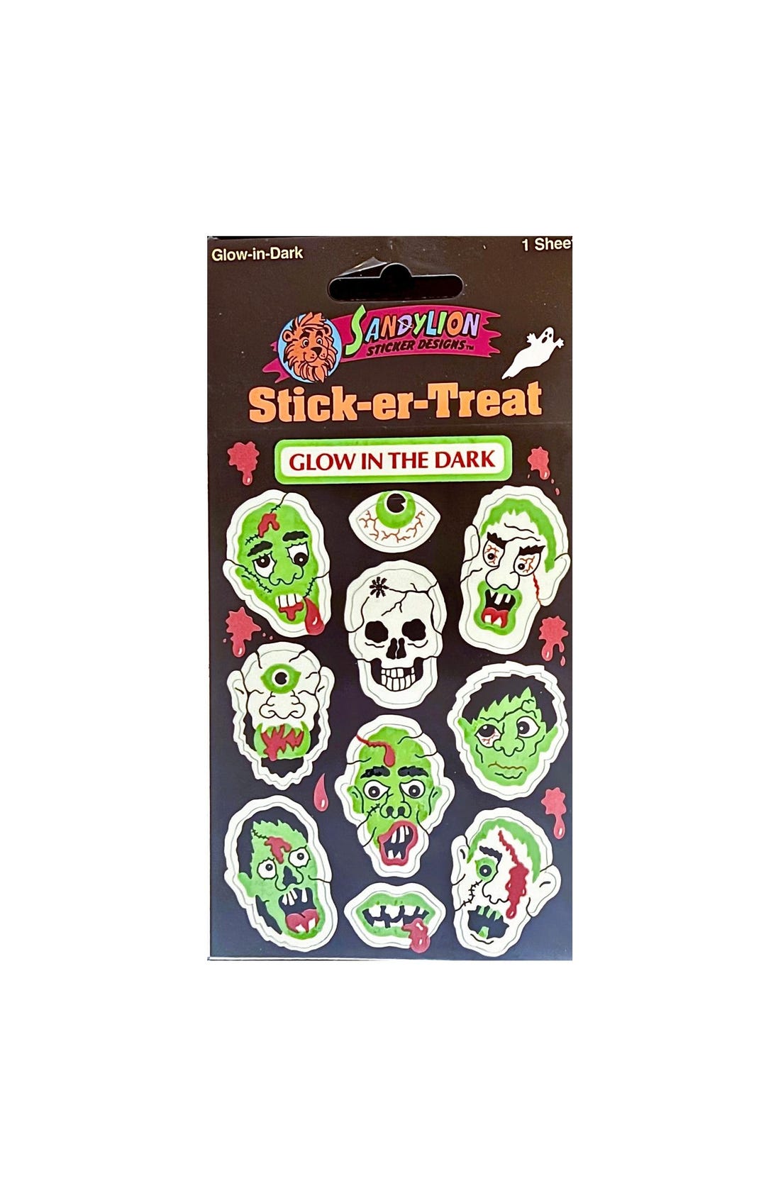 Glow in the Dark MONSTER, ZOMBIE Maxi Sandylion Stickers *rare Vintage ...