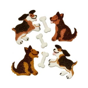DOG, DOGS with BONE Sandylion Stickers Fuzzy   *1 square*