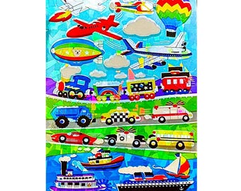 TRANSPORTATION Maxi Prismatic Sandylion Stickers 1 sheet *Vintage*