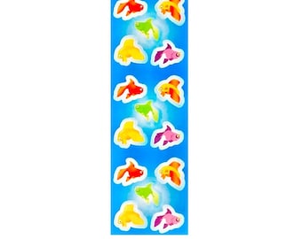 GOLD FISH COLORFUL Sandylion Stickers - 1 strip  Vintage Kromekote