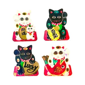 VINTAGE LUCKY CATS Prismatic Sandylion Stickers Thème 1 carré ** Vous choisissez le design **
