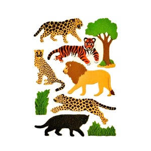 JUNGLE CATS, Wild Cat, Animal Maxi Fuzzy Sandylion Stickers 1 sheet   ** Rare Vintage **