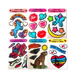 Scratch 'n Sniff Design a Tattoo Sandylion Stickers 1 square RARE Vintage image 1