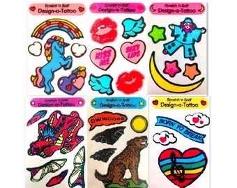 Scratch 'n Sniff Design a Tattoo Sandylion Stickers - 1 square   RARE Vintage
