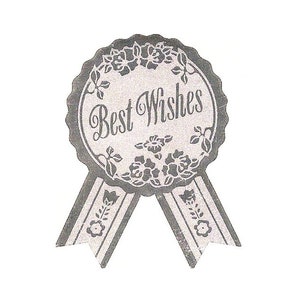 MEJORES DESEOS RIBBON Mylar Plata Sandylion Pegatinas Tema *1 cuadrado* Vintage