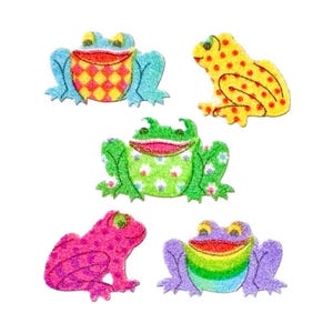 FROGS Colorful FUZZY Sandylion Stickers - 1 square Rare Vintage