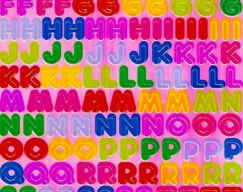 ALPHABET LETTERS Maxi Mother of Pearl Sandylion Stickers Rare-Vintage