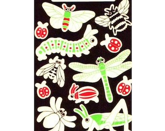Glow in the Dark INSECTS, BUGS Maxi Sandylion Stickers *Rare Vintage*