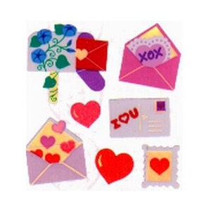 CARTAS DE AMOR XOX Pegatinas Mylar Sandylion - 1 cuadrado Vintage raro