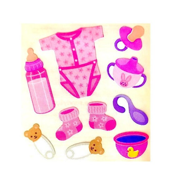 BABY GIRL Sandylion Stickers Square Vintage Sleeper, Bottle