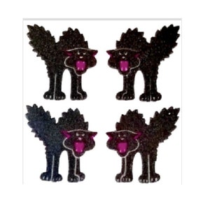 Vintage SPOOKY BLACK CAT Fuzzy Sandylion Stickers