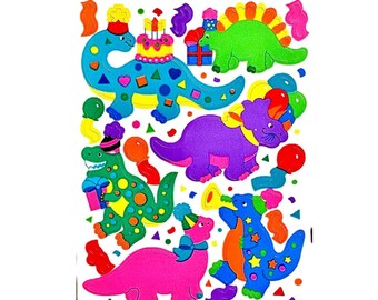 BIRTHDAY DINOSAUR, DINOSAURS Maxi Sandylion Stickers 1 sheet   ** Rare Vintage **