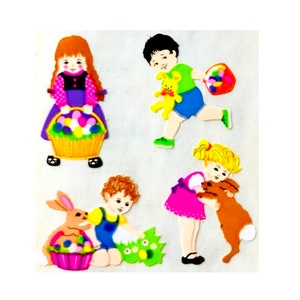 Kinder OSTERN Spaß Körbe Kromekote Sandylion Aufkleber - 1 Quadrat ~ Rare Vintage