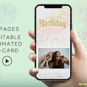 アニメーション誕生日電子カード、ハッピーバースデーアニメーションeカード、デジタル誕生日カード、自分で編集できる誕生日カード、HappECard、インスタント