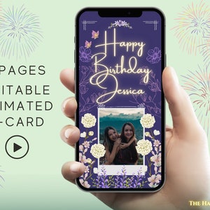 アニメーション誕生日電子カード、ハッピーバースデーアニメーションeカード、デジタル誕生日カード、自分で編集できる誕生日カード、HappECard、インスタント