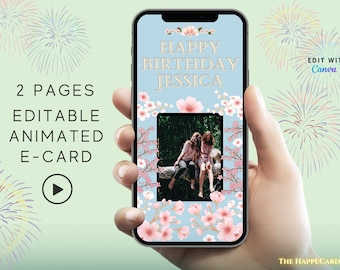 DIY Animated Birthday eCard, Editable Template (Digital Download)