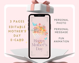 Mother&#39;s Day Card, Digital Mother&#39;s Day Greeting Card, Animated eCard, Digital Animated Mothers Card, Instant Download