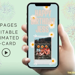 アニメーション誕生日電子カード、ハッピーバースデーアニメーションeカード、デジタル誕生日カード、自分で編集できる誕生日カード、HappECard、インスタント