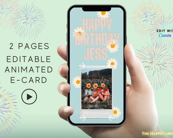 Animated Birthday eCard, Customizable Template (Digital Download)