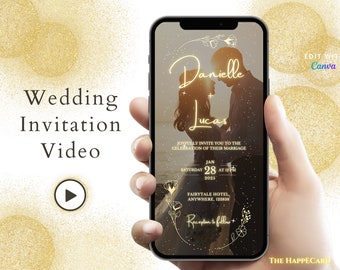 Sparkling Magical Digital Wedding Invitation Video Template, Electronic Wedding Invitation Video, Digital Wedding Invite Video with Photo