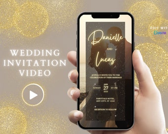Sparkling Romantic Digital Wedding Invitation Video Template, Electronic Wedding Invitation Video, Digital Wedding Invite Video with Photo