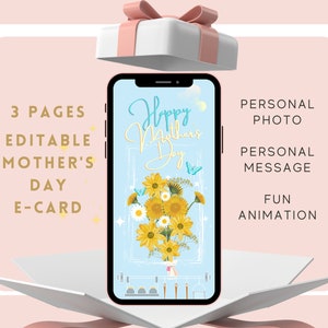 Tarjeta del Día de la Madre, Tarjeta de felicitación digital del Día de la Madre, Tarjeta electrónica animada, Tarjeta digital animada para madres, Descarga instantánea
